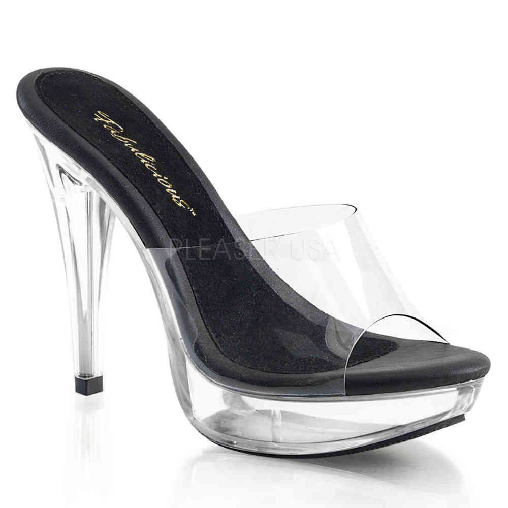 Fabulicious - COCKTAIL501 Mules à talon - Noir/Transparent